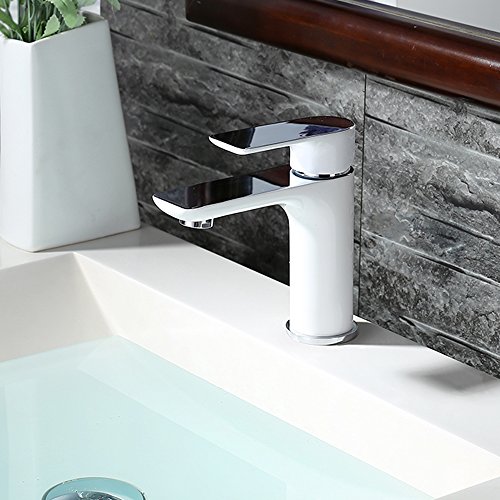 Homelody Weiß Badarmatur Chrom Wasserhahn Bad Armatur Mischbatterie Einhebelmischer Waschtischmischer Waschbeckenarmatur Waschbecken Armatur f. Bad - 6