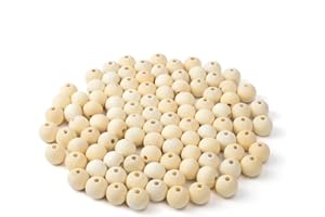 packra 100 Stück,18mm Holzperlen Natur für Makramee, Holzkugeln mit loch, Runde Holzperlen zum auffädeln für DIY Dekorationen Schmuck