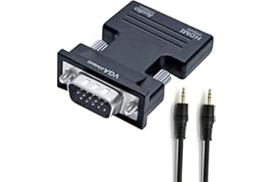 DTech HDMI zu VGA Adapter mit 3,5mm Audioan schluss für alten Computer monitor PC TV 1080P Video (HDMI F zu VGA M)