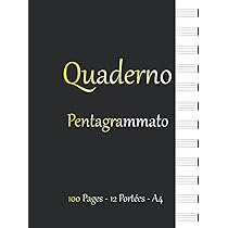 Quaderno Spartiti Per Pianoforte - 12 Righi Per Pagina, Formato Grande - Foto 6