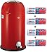 Produktbild Wesco Kickmaster soft 33-Liter Mülleimer rot + 56 Stück optimal passende Müllbeutel
