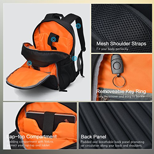 Windtook Rucksack für Notebook Laptoprucksack Jungen Schulrucksack 12 Zoll bis 15,6 Zoll 25L für Uni Arbeit Outdoor Gepolstert Wasserdicht Leicht Schwarz - 2