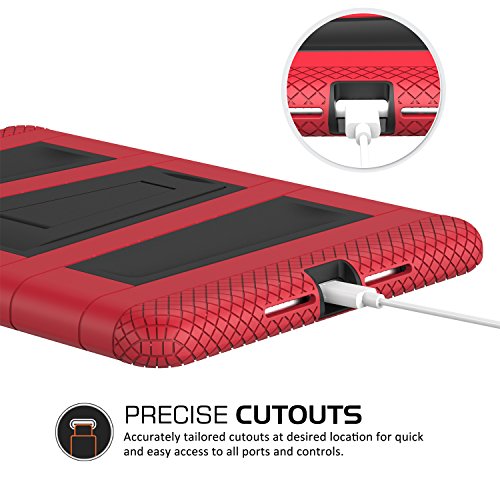 MoKo Hülle für iPad Mini 4 – Silikon + Schwarz Hart Polycarbonat Protector mit faltbarem Kickstand Schutzhülle Case mit Standfunktion für Apple iPad Mini 4 7.9 Zoll IOS 2015 Genaration Tablet, Rot - 8