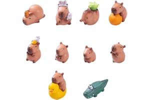 VYIBPDY 10 Stück Mini Capybara Figurinen Kleine Capybaras für Armaturenbrett Puppenhausminiaturen Mini Hartharz Tiere für Feengarten Heimdekoration