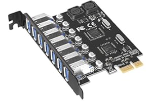 Jcevium 431907 USB 3.0 PCI-E Expansion Card Adapter 7 Ports Hub Adapter External Controller PCI-E Extender PCI Card for Desktop,black