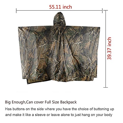Aodoor Regenjacken Regenponcho wasserdicht regenmantel für die Jagd Camping, Freizeit Regenmantel, Baumblatt Camouflage Rain Poncho - 3