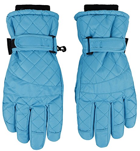 Women's Waterproof Quilted Thinsulate Insulating Ski Gloves, Blue, M