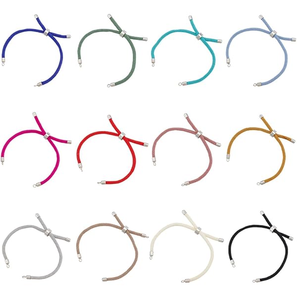 24 Braccialetti In Filo Di Poliestere - 12 Colorati, Regolabili Con Anelli Aperti Per DIY Gioielli - Foto 9