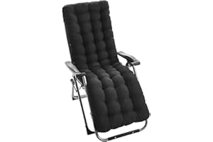 UMAIL Sun Lounger Cushions 10cm/12cm Thick Garden Chair Cushion Sunbed Cushion Soft Recliner Cushion with Non-Slip Top Cover for Garden Indoor Outdoor (Black, 190 * 60 * 10cm)