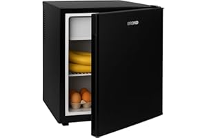 BREND BR-2241 Mini réfrigérateur avec congélateur - 42 + 5 litres - Réfrigérateur combiné - Éclairage LED - Noir - Idéal bureau, camping, chambre