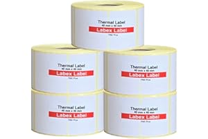 Labex Label - Rollo etiquetas zebra 80x40 mm - 5 rollos: 3.750 rollos de etiquetas térmicas - etiquetas zebra/etiquetas codigo barras/etiquetas envio/rollo etiquetas termicas