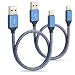Produktbild Kurze USB C Auto Ladegerät Kabel, Higoo 2 Pack Typ C Ladekabel 0,3 m Schnelle Ladung Nylon Kabel & USB 3.0 Datenkabel für Samsung Galaxy Note 8 S8 + LG G6 G5 Huawei Kamerad 10 Pro P10 Plus Honor 9 Blau