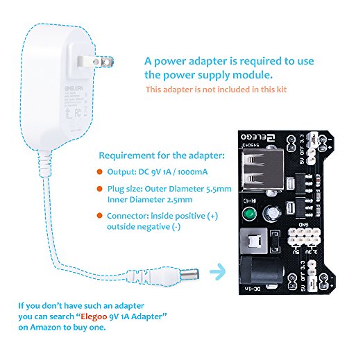 Elegoo Kit Entusiasta Mejorado de Componentes Electr  nicos con M  dulo de Alimentaci  n  Placa de Prototipos  Protoboard  de 830 Pines  Cables Puente  Potenci  metro de Precisi  n  para Arduino  STM32  Raspberry Pi  Hoja de Especificaciones Disponible para Descarga Compatible con Arduino UNO MEGA 2560 NANO