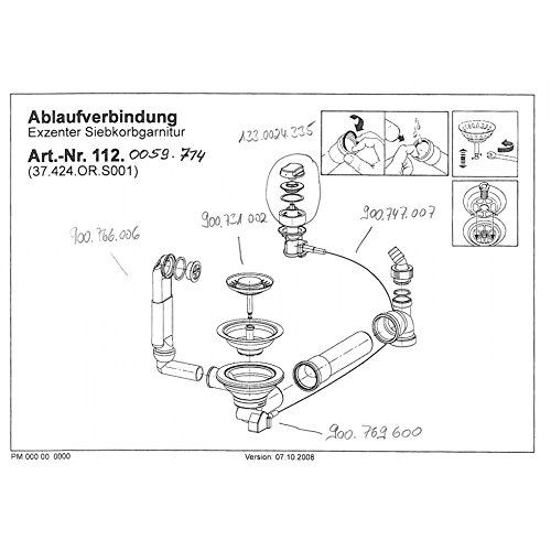 FRANKE Ab- und Überlaufgarnitur 112.0059.714 mit Excenterbedienung - 2