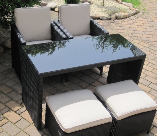Polyrattan Rattan Garten Sitzgruppe New Toscana schwarz für 2 bis 4 Personen - 8