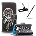 Produktbild HTC One M9 Handyhülle Brieftasche Lederhülle Case,Bookstyle Magnet PU Leder Standfunktion Kompletter Schutz Kartenfach Wallet Cover für HTC One M9,Herzzer Mode Gute Qualität [Weiß Traumfänger Muster] Schutztasche Schutzhülle Handyschale Hülle Flip Case Cover für HTC One M9 + 1 x Frei Schwarz Handy Halterung Ständer + 1 x Frei Schwarz Touch Pen Stift Stylus