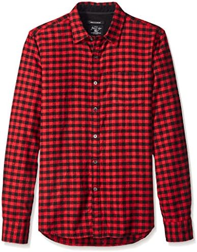Gilded Age Men's Franklin Soft Brushed Flannel Shirt, Black/Red Check, M