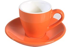 ionEgg Filiżanka do espresso z porcelany ze spodkiem, kubek do espresso, 80 ml, pomarańczowy