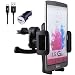 Produktbild NessKa® Premium Auto Handy Lüftung Halterung mit Ladefunktion Ladekabel Ladegerät USB Ladekabel + KFZ USB Adapter für G4 / G3 / G2 / Pro / Nexus / Magna Stylus / Flex / Leon / Prime / LG X Cam / Screen / Stylus 2 / K10 / K8 / K4 / High End / Smartphone / Class / Spirit