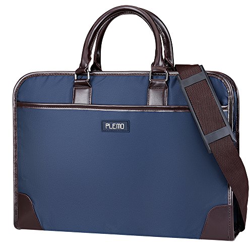 PLEMO Sac de Bureau Porte Documents Pochette Attaché-case avec Poignées et Sangle Bandoulière Amovible, Housse Sacoche des Ordinateurs Portables de 13 à 15 15,6 Pouces