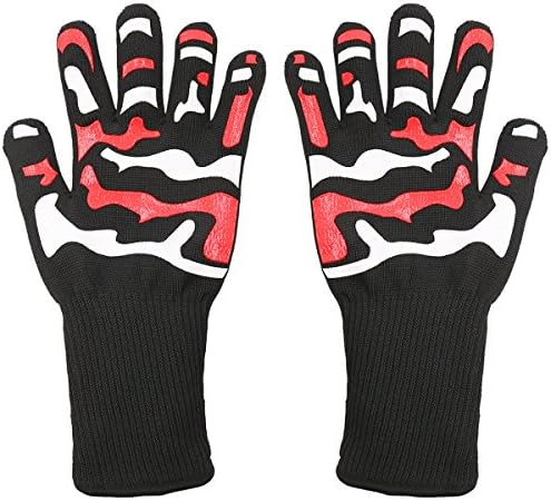 Dreamerd BBQ Oven Gloves,Heat Resistant Oven Mitts Gloves for Cooking, Grilling, Baking (Black)
