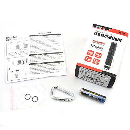 GranVela UltraTac K18 Cree 360 ​​Lumen IPX-8 wasserdichte, bewegliche Mini AAA-Schlüsselanhänger LED-Taschenlampe-Edelstahl - 5