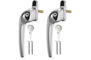 Bwintech 2 Pcs Offset Satin Chrome UPVC Zinc Alloy Window Handle,Left Hand, 43mm Spindle for Indoor and Outdoor UPVC Window