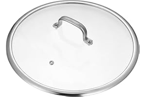 HOLIDYOYO Couvercle Universel Pour Casseroles Et Poêles 33 Cm Batterie De Cuisine Couvercle Universel Couvercle De Remplacement En Verre Trempé Pour Casseroles Et Poêles Pour Poêle Wok