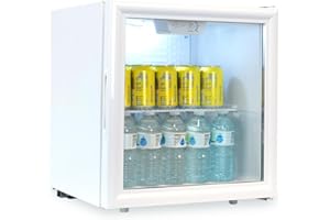 SIA DC3W White Mini Drinks & Beverage Fridge, Table Top 46L Beer/Wine Cooler With Glass Door, Energy Rating C, Perfect for Bedrooms and Student Flats, Quiet with No Frost Technology 2 Year Guarantee