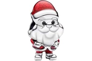 Annmors Charm Ciondolo Natale 925 Argento Sterling Babbo Natale Renna Ghirlanda Pendenti per Donne Braccialetti e Collane