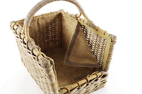 Kaminholzkorb Universalkorb Kaminkorb Rattankorb Holzkorb Holztrage Rattan grau Leinenstoff - 3