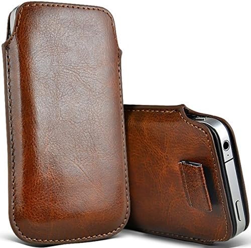 Digi Pig® Durable Protective Phone Pouch Cover With Easy Access Pull Tab For Doro 5516 Mobiles - Brown