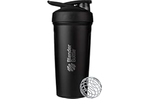 BlenderBottle Strada - Borraccia termica in acciaio inox con frusta, 680,4 g, nero
