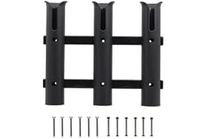 KOVNISE Fishing Rod Holders Racks Bracket,3 Tube Fishing Rod Holders Racks Wall Mounted Rod Holder Portable Fishing Pole Holders for Boats , Garage, Cooler, Trailer (Black)