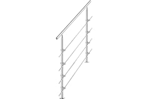 Tubiaz Rampe d'escalier en acier inoxydable pour escaliers, balustrade, balcon, 150 cm, avec 4 traverses Ø 42 mm, pour intérieur et extérieur