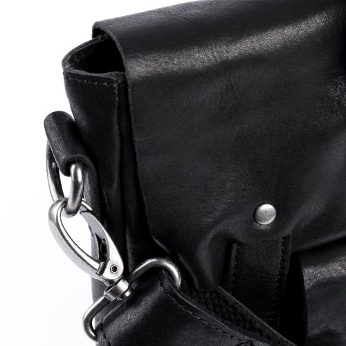 FEYNSINN Laptoptasche PHOENIX – Umhängetasche fit für 15.4″“ mit Extra-Abtrennung- Businesstasche im Vintage-Look – echt Leder schwarz - 4