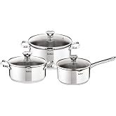 Tefal Duetto On Set of 3 Pieces + 3 Accessories, Stainless Steel | 2 pots 20/24 cm + 16 cm saucepan + 3 glass lids, measuring