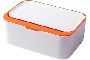 COADILNIO Baby Wet Wipes Box ,Wipes Dispenser Case , Keep Wipes Fresh Tissue Storage Case Container Plastic Napkin Box Toilet Paper Holder with Lid Seal for Home Office Car (White+orange)