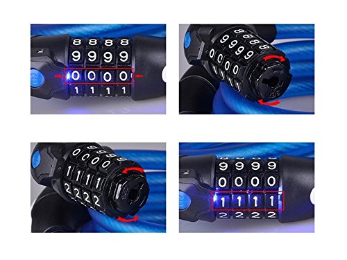 ATTOUPAN Bike Lock Security Kabelschloss Kombination Best für Fahrrad Outdoor (Blau)