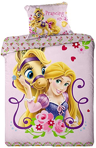 Jerry Fabrics JF0099 Bettwäscheset Rapunzel, 1x Bettdecke und Kissenhülle, 100% Baumwolle, 140 x 200 / 70 x 90 cm