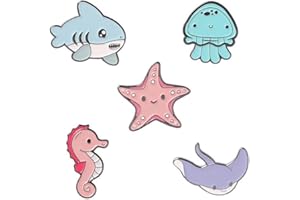 AOTEMAN 5 pcs Ocean Series Animal Badges Brooch Marine Life Cartoon Badges Cute Funny Pins Brooch Backpack Denim Shirt Lapel Pins Accessories (5pcs)
