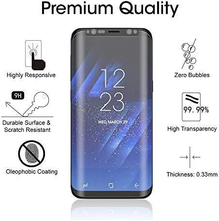 For Samsung Galaxy S8 Premium Tampered Glass Screen Protector 3D Full Coverage Anti-Fingerprint HD Screen Film CLEAR