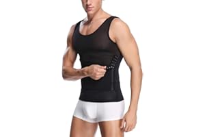 Joweechy Men Slimming Body Shaper Compression Vest Posture Corrector Tummy Control Shapewear Undershirt Tank Top with Waist Trainer Belt