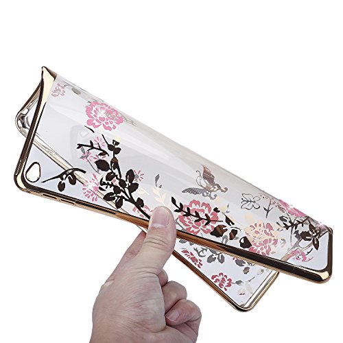Felfy iPad Air 2 Hülle,iPad 6 Schutzhülle,iPad Air 2 Case,iPad 6 Silikon Cover Ultradünnen Kristallklar Durchsichtig Malerei Schmetterling Blumen Rebe Muster Glänzend Glitzer Kristall Strass Diamanten Transparent TPU Silikon Schutz Handy Hülle Case Tasche Silikon Crystal Case Durchsichtig Schutzhülle Etui Bumper für iPad Air 2/iPad 6 (Tyrant Gold) +1x Gold Stylus + 1x Katze Dust Plug - 3