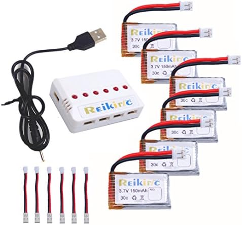 Wwman 6pcs 3.7V 150mAh official Battery + 1to6 Charger and + 6pcs charging cable For JJRC H36 Eachine E010 NIHUI NH010 Reiki R36 Rc Quadcopter Drone Spare Parts
