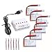 Produktbild Wwman 6pcs 3.7V 150mAh offizielle Batterie + 1to6 Aufladeeinheit und + 6pcs aufladenkabel für JJRC H36 Eachine E010 NIHUI NH010 Reiki R36 Rc Quadcopter Drone Ersatzteile