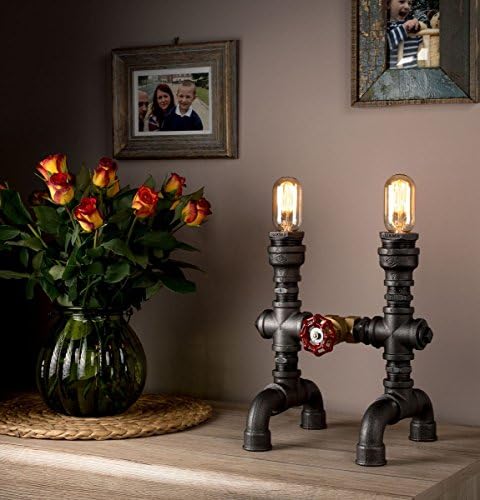 Steampunk Lamp with Industrial Light Bulb Pipe Use as Table Lamps and Steampunk Furniture