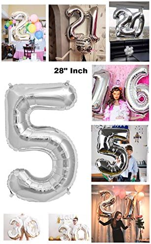 Grandshop 50435 Five Number Foil Toy Balloon, Silver