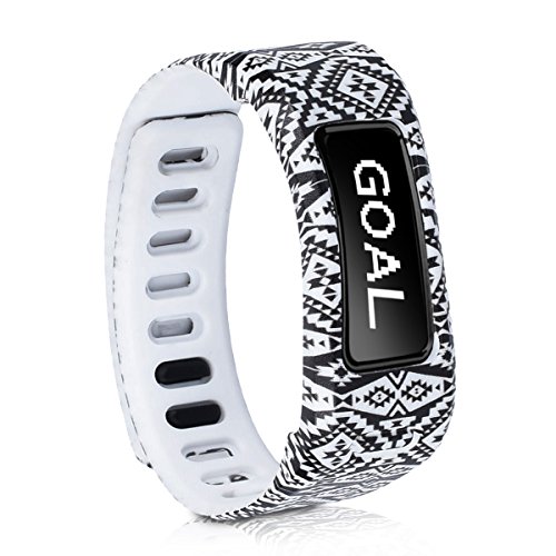 kwmobile 2in1 Set: 2x Sport Ersatzarmband für Garmin Vivofit in Spitze Schwarz Weiß, Aztec Ornamente Schwarz Weiß, Innenmaße: ca. 15 – 21 cm - 3
