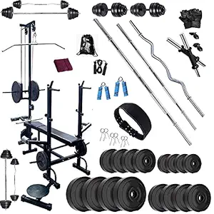 BodyFit Weight Plates 20 In 1 Bench Gym Dumbbells Exercise Sets Fitness Package (100 Kg)
